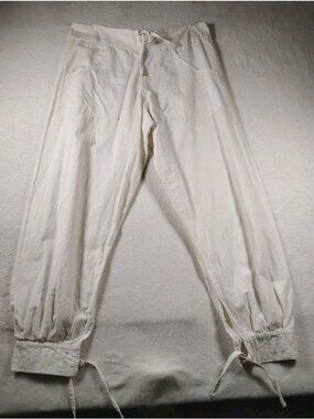 Ganesh Himalayan Harem Pants Hand Made Boho Comfy Size Large Cream